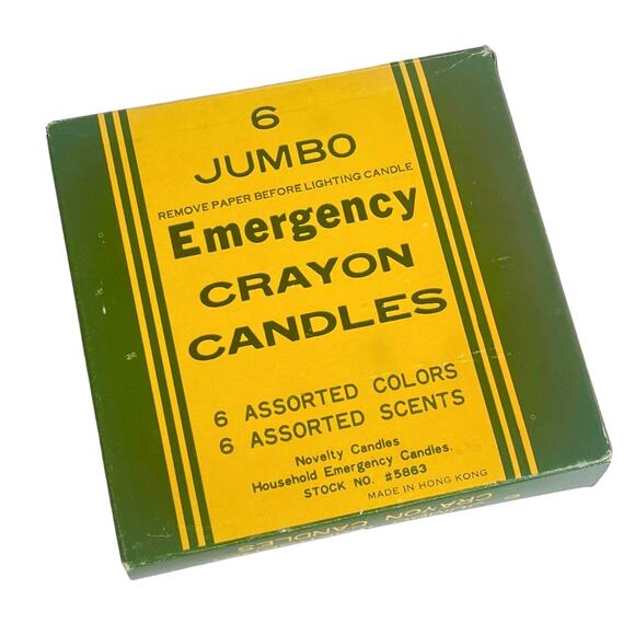 VTG Set (6) Jumbo Emergency CRAYOLA CRAYON CANDLES Scented Colorful Novelty Box - Picture 2 of 6